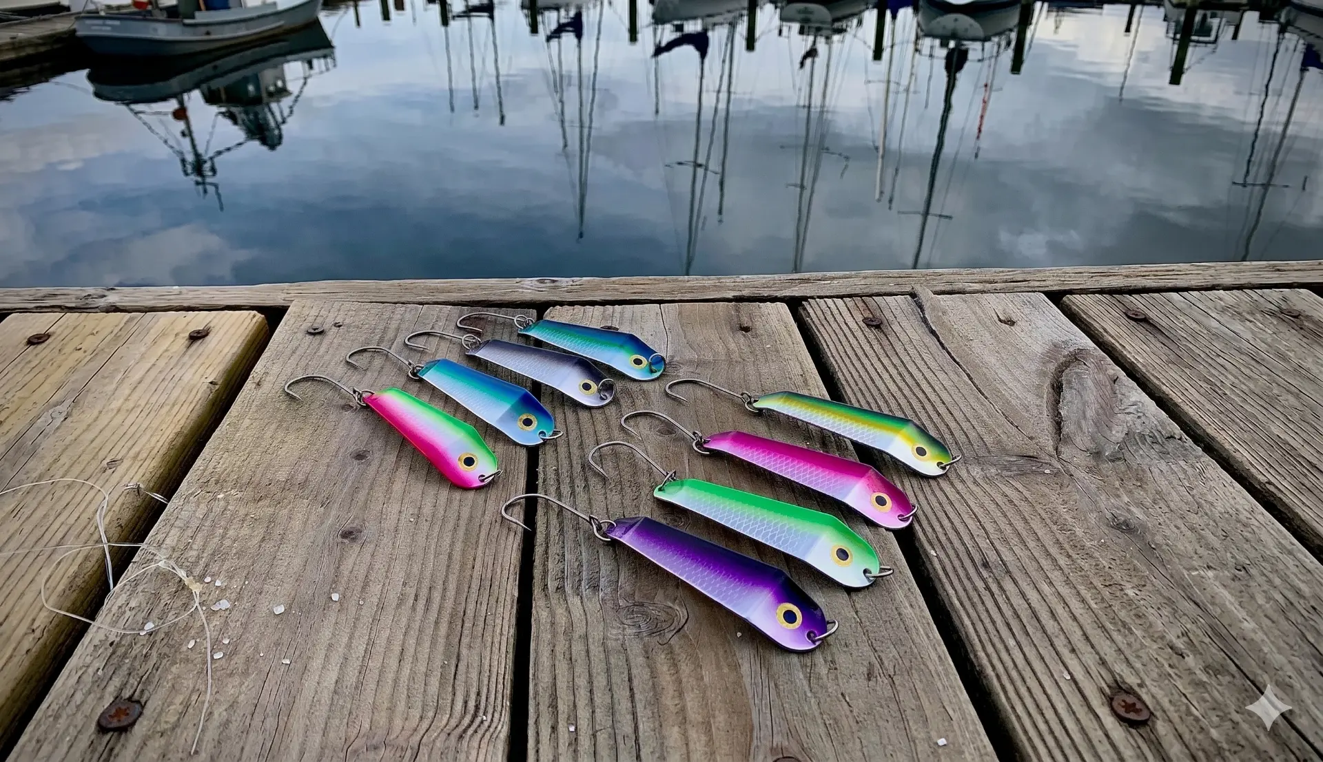 Loony Spoon spoons laid out on the dock